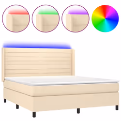Letto a Molle con Materasso e LED Crema 180x200 cm in Tessutocod mxl 123260 - Vista aggiuntiva 2