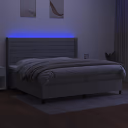 vidaXL Letto a Molle Materasso e LED Grigio Chiaro 200x200 cm Tessuto - Vista aggiuntiva 3