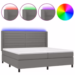 vidaXL Letto a Molle Materasso e LED Grigio Scuro 200x200cm in Tessuto - Vista aggiuntiva 2