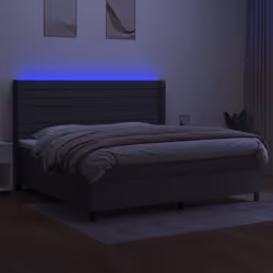 vidaXL Letto a Molle Materasso e LED Grigio Scuro 200x200cm in Tessuto - Vista aggiuntiva 3
