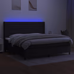 vidaXL Letto a Molle Materasso e LED Nero 200x200cm in Tessuto - Vista aggiuntiva 3