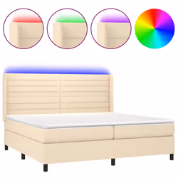 vidaXL Letto a Molle Materasso e LED bianco 200x200cm in Tessuto - Vista aggiuntiva 2