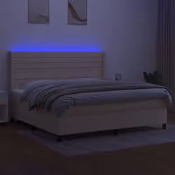 vidaXL Letto a Molle Materasso e LED bianco 200x200cm in Tessuto - Vista aggiuntiva 3