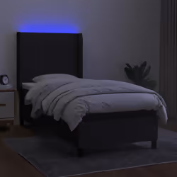vidaXL Letto a Molle con Materasso e LED Nero 80x200 cm in Tessuto - Vista aggiuntiva 3