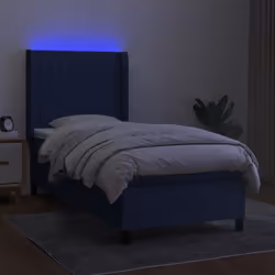 vidaXL Letto a Molle con Materasso e LED Blu 80x200 cm in Tessuto - Vista aggiuntiva 3