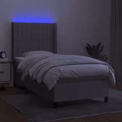 Letto a Molle Materasso e LED Grigio Chiaro 90x190 cm Tessutocod mxl 99328 - Vista aggiuntiva 3