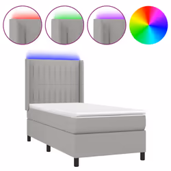 Letto a Molle Materasso e LED Grigio Chiaro 90x200 cm Tessutocod mxl 123259 - Vista aggiuntiva 2