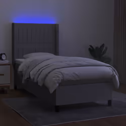 Letto a Molle Materasso e LED Grigio Chiaro 100x200 cm Tessutocod mxl 123264 - Vista aggiuntiva 3