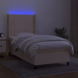 Letto a Molle con Materasso e LED Crema 100x200cm in Tessutocod mxl 123548 - Vista aggiuntiva 3