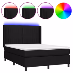 vidaXL Letto a Molle con Materasso e LED Nero 140x200 cm in Tessuto - Vista aggiuntiva 2