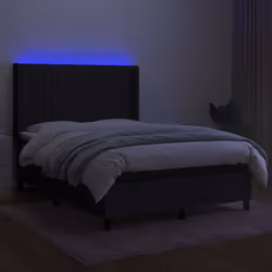 vidaXL Letto a Molle con Materasso e LED Nero 140x200 cm in Tessuto - Vista aggiuntiva 3