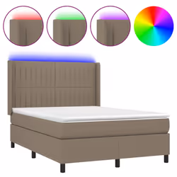 vidaXL Letto a Molle con Materasso e LED Tortora 140x200 cm in Tessuto - Vista aggiuntiva 2