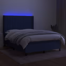 vidaXL Letto a Molle con Materasso e LED Blu 140x200 cm in Tessuto - Vista aggiuntiva 3