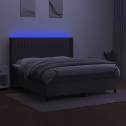 vidaXL Letto a Molle Materasso e LED Grigio Scuro 160x200cm in Tessuto - Vista aggiuntiva 3