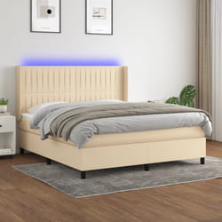Letto a Molle con Materasso e LED Crema 180x200 cm in Tessutocod mxl 123267