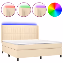 Letto a Molle con Materasso e LED Crema 180x200 cm in Tessutocod mxl 123267 - Vista aggiuntiva 2