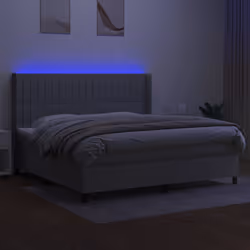 vidaXL Letto a Molle Materasso e LED Grigio Chiaro 200x200 cm Tessuto - Vista aggiuntiva 3