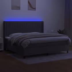 vidaXL Letto a Molle Materasso e LED Grigio Scuro 200x200cm in Tessuto - Vista aggiuntiva 3