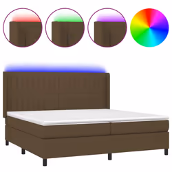 vidaXL Letto a Molle Materasso e LED Marronescuro 200x200cm in Tessuto - Vista aggiuntiva 2
