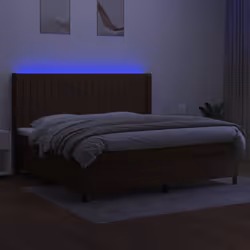 vidaXL Letto a Molle Materasso e LED Marronescuro 200x200cm in Tessuto - Vista aggiuntiva 3
