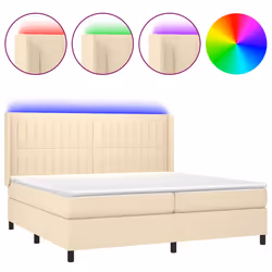 vidaXL Letto a Molle Materasso e LED bianco 200x200cm in Tessuto - Vista aggiuntiva 2
