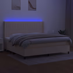 vidaXL Letto a Molle Materasso e LED bianco 200x200cm in Tessuto - Vista aggiuntiva 3