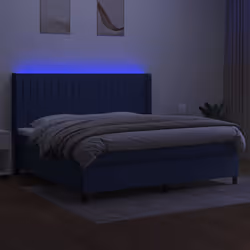 vidaXL Letto a Molle Materasso e LED Blu 200x200cm in Tessuto - Vista aggiuntiva 3