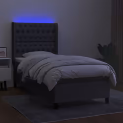vidaXL Letto a Molle Materasso e LED Grigio Scuro 80x200 cm in Tessuto - Vista aggiuntiva 3