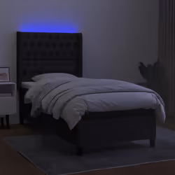 vidaXL Letto a Molle con Materasso e LED Nero 80x200 cm in Tessuto - Vista aggiuntiva 3