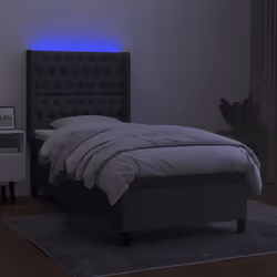 vidaXL Letto a Molle Materasso e LED Grigio Scuro 90x200 cm in Tessuto - Vista aggiuntiva 3
