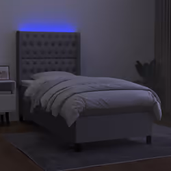 Letto a Molle Materasso e LED Grigio Chiaro 100x200 cm Tessutocod mxl 75349 - Vista aggiuntiva 3