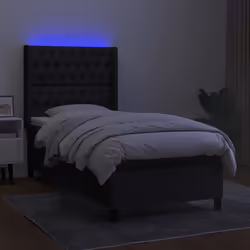 Letto a Molle con Materasso e LED Nero 100x200 cm in Tessutocod mxl 123274 - Vista aggiuntiva 3