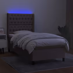 Letto a Molle con Materasso e LED Tortora 100x200cm in Tessutocod mxl 123270 - Vista aggiuntiva 3