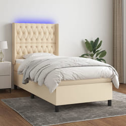 Letto a Molle con Materasso e LED Crema 100x200cm in Tessutocod mxl 75344