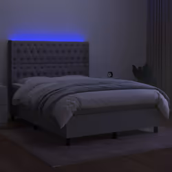 Letto a Molle Materasso e LED Grigio Chiaro 140x190 cm Tessutocod mxl 123275 - Vista aggiuntiva 3