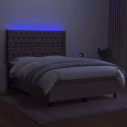 Letto a Molle con Materasso e LED Tortora 140x190 cm in Tessutocod mxl 99332 - Vista aggiuntiva 3