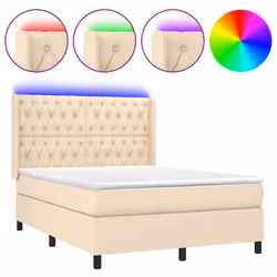 Letto a Molle con Materasso e LED Crema 140x190 cm in Tessutocod mxl 123273 - Vista aggiuntiva 2