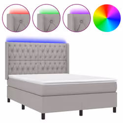 vidaXL Letto a Molle Materasso e LED Grigio Chiaro 140x200 cm Tessuto - Vista aggiuntiva 2