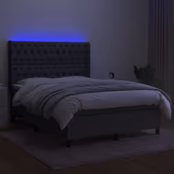 vidaXL Letto a Molle Materasso e LED Grigio Scuro 140x200cm in Tessuto - Vista aggiuntiva 3