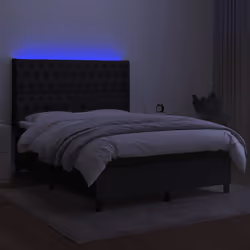 vidaXL Letto a Molle con Materasso e LED Nero 140x200 cm in Tessuto - Vista aggiuntiva 3