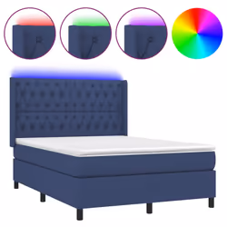 vidaXL Letto a Molle con Materasso e LED Blu 140x200 cm in Tessuto - Vista aggiuntiva 2