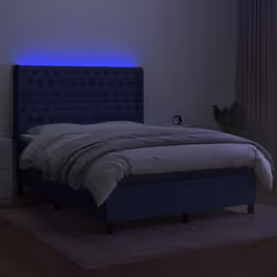 vidaXL Letto a Molle con Materasso e LED Blu 140x200 cm in Tessuto - Vista aggiuntiva 3