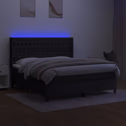 vidaXL Letto a Molle con Materasso e LED Nero 160x200 cm in Tessuto - Vista aggiuntiva 3