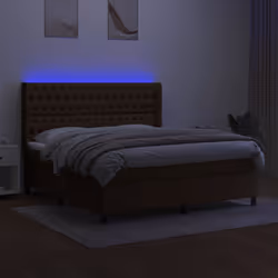vidaXL Letto a Molle Materasso e LED Marrone Scuro 160x200 cm Tessuto - Vista aggiuntiva 3