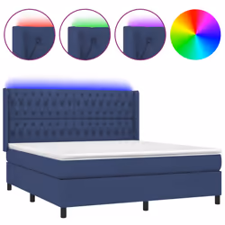 vidaXL Letto a Molle con Materasso e LED Blu 160x200 cm in Tessuto - Vista aggiuntiva 2