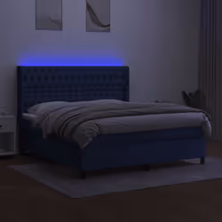 vidaXL Letto a Molle con Materasso e LED Blu 160x200 cm in Tessuto - Vista aggiuntiva 3