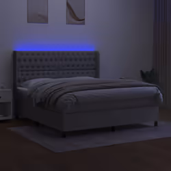 vidaXL Letto a Molle Materasso e LED Grigio Chiaro 180x200 cm Tessuto - Vista aggiuntiva 3