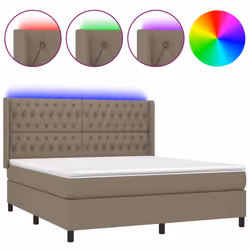 Letto a Molle con Materasso e LED Tortora 180x200 cm in Tessutocod mxl 123276 - Vista aggiuntiva 2