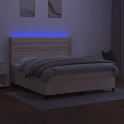 Letto a Molle con Materasso e LED Crema 180x200 cm in Tessutocod mxl 75346