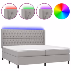 vidaXL Letto a Molle Materasso e LED Grigio Chiaro 200x200 cm Tessuto - Vista aggiuntiva 2